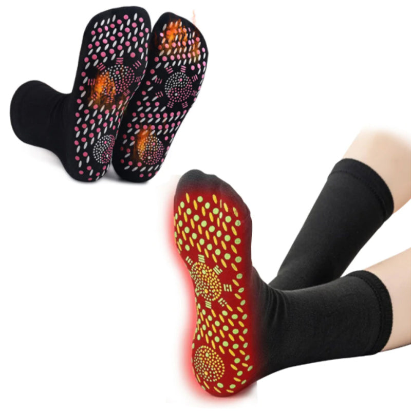 Self-heating soothing massage socks