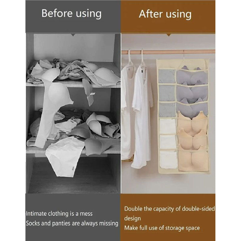 Dual Sided Wall Shelf Wardrobe Storage Bags