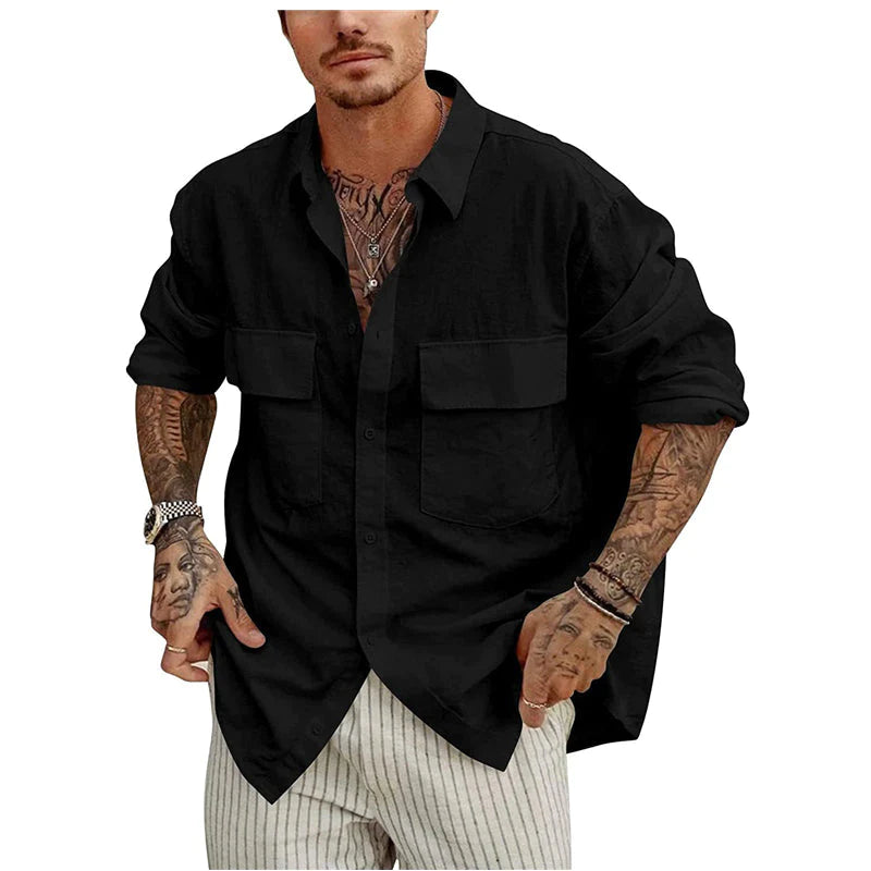 Button down shirt with pocket for men