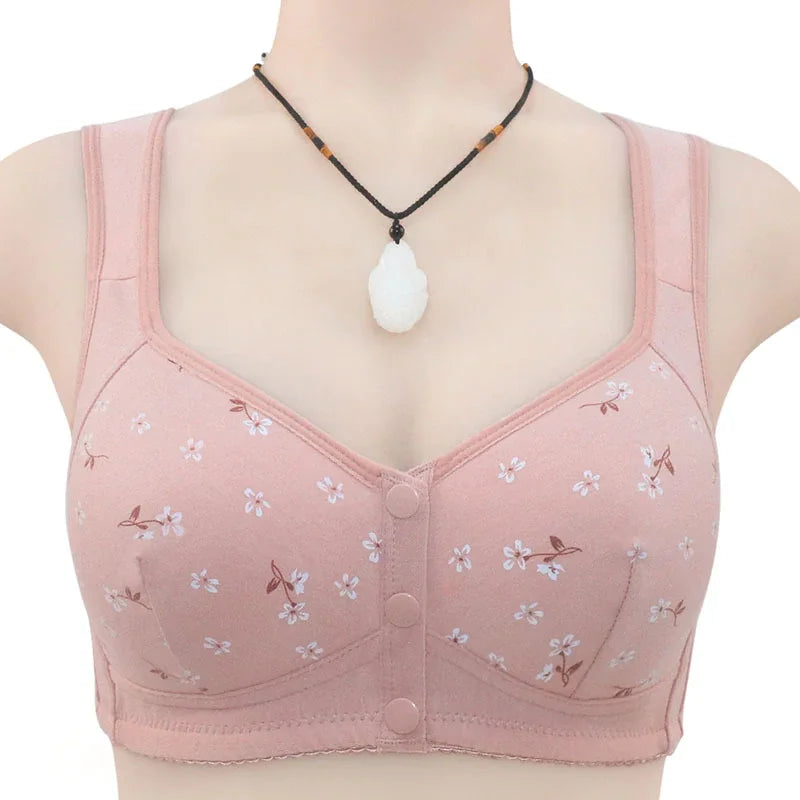 Comfortable and practical bra with buttons at the front