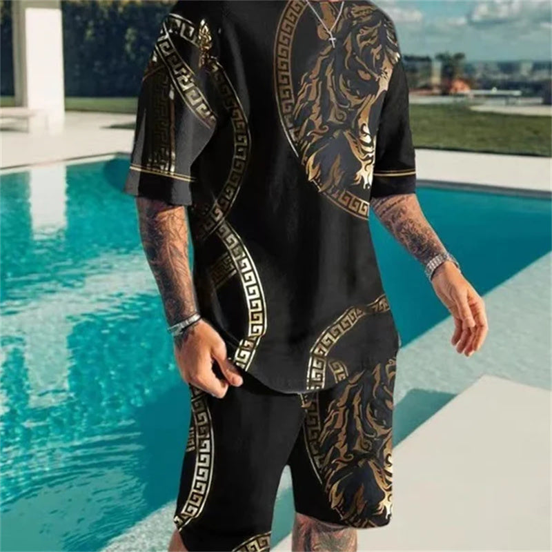 MEN'S FASHION TIGER PRINTING SHORTS SUIT