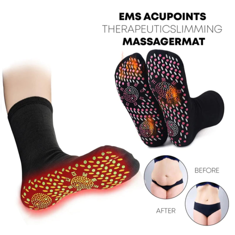 Self-heating soothing massage socks