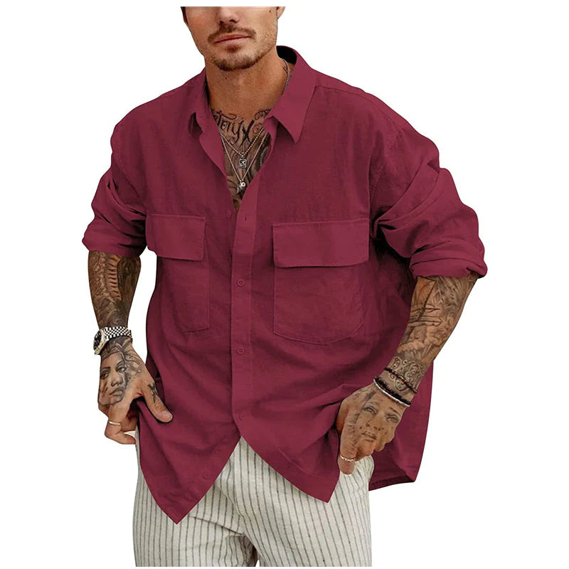 Button down shirt with pocket for men