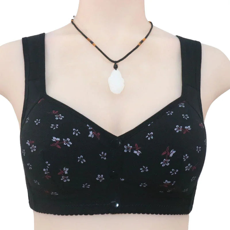 Comfortable and practical bra with buttons at the front