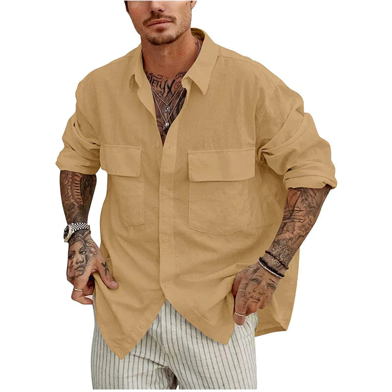 Button down shirt with pocket for men