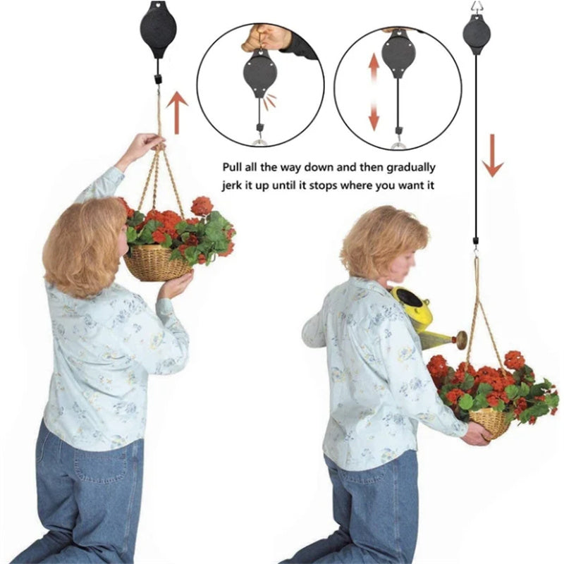 Retractable Hook for Garden Pots, Bird Feeder