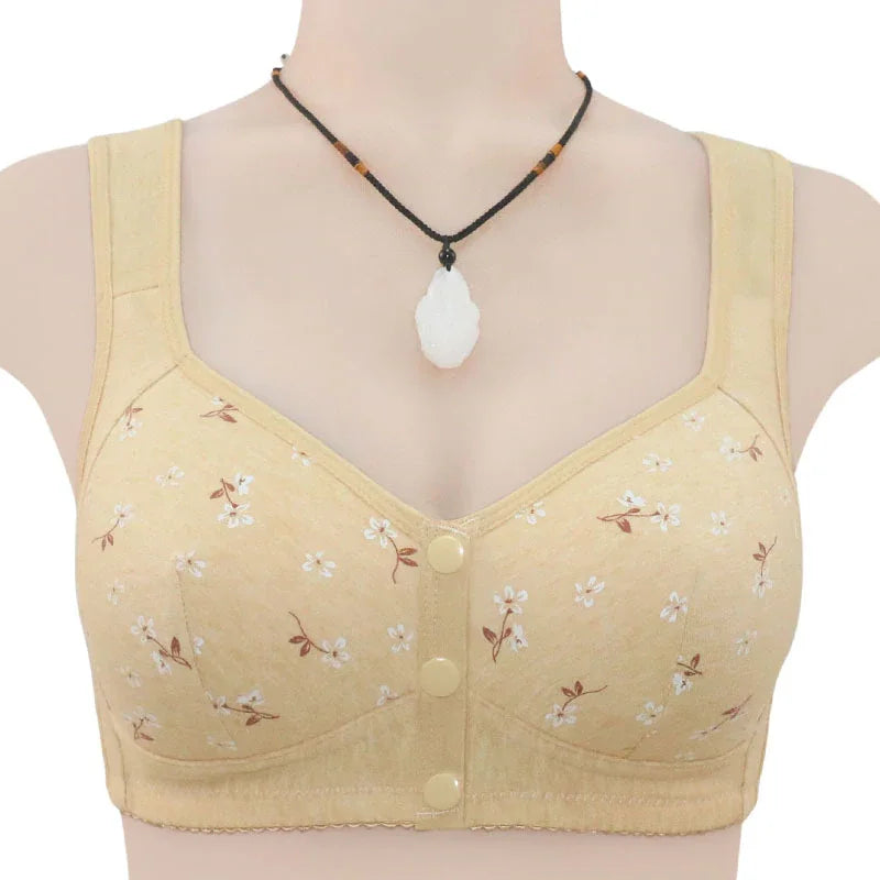 Comfortable and practical bra with buttons at the front