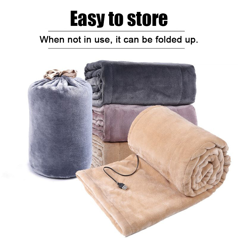Electrically heated flannel blanket with USB charging