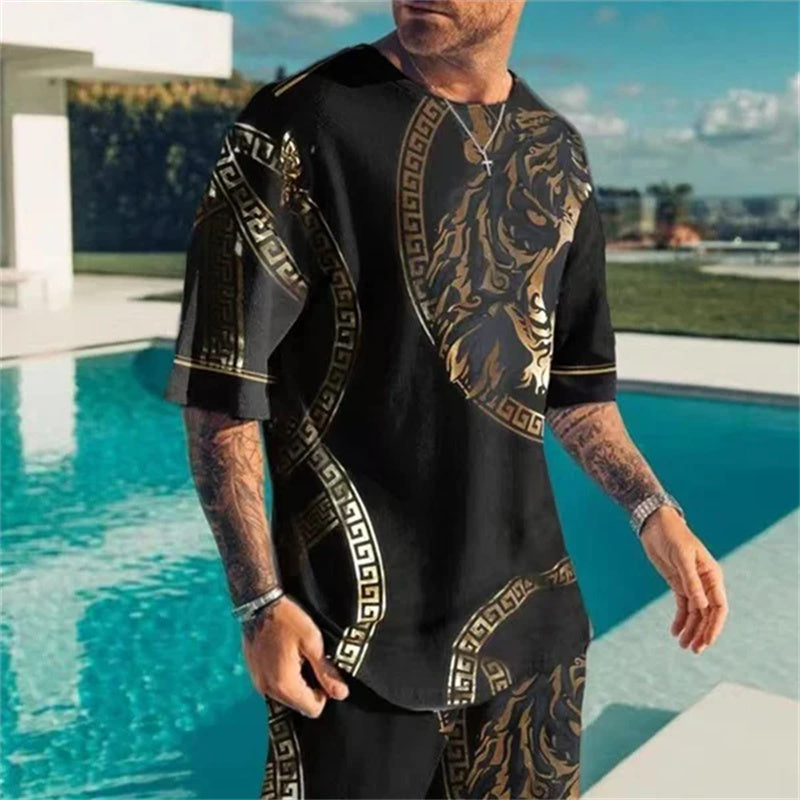 MEN'S FASHION TIGER PRINTING SHORTS SUIT