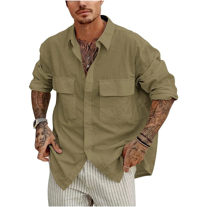 Button down shirt with pocket for men
