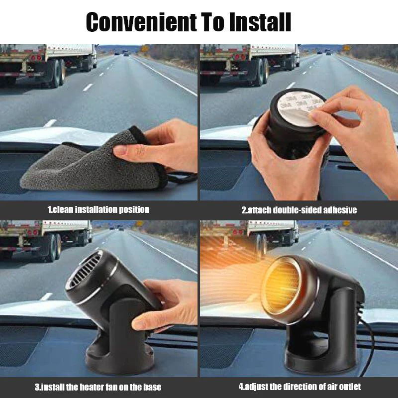 Portable 360° rotating car heater