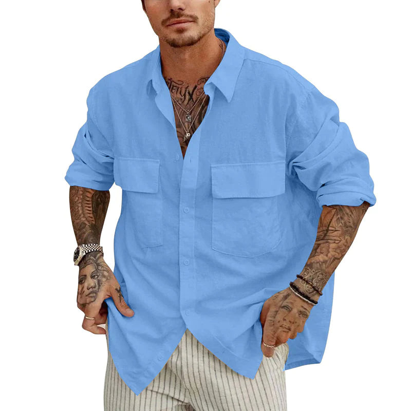 Button down shirt with pocket for men