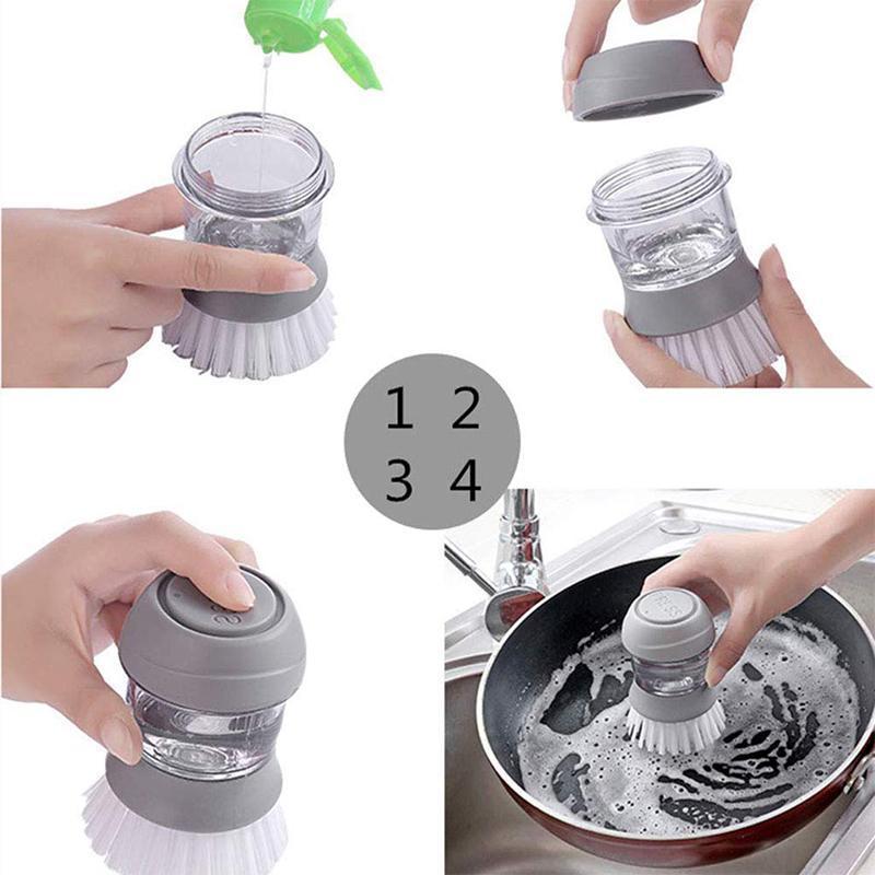 Washing brush with integrated detergent dispenser