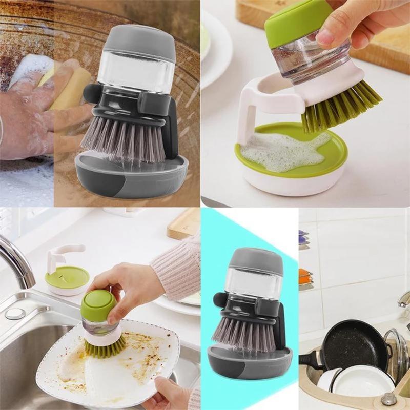 Washing brush with integrated detergent dispenser