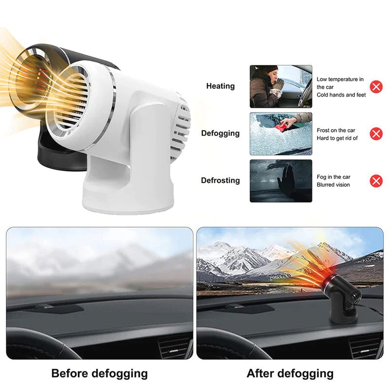 Portable 360° rotating car heater