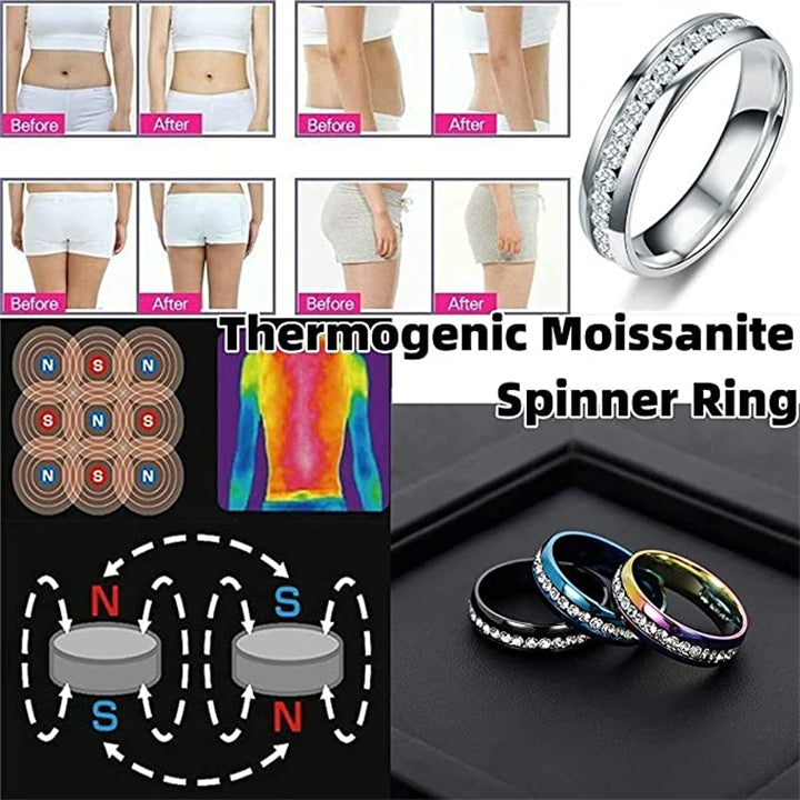 Thermogenic moissanite rotating ring