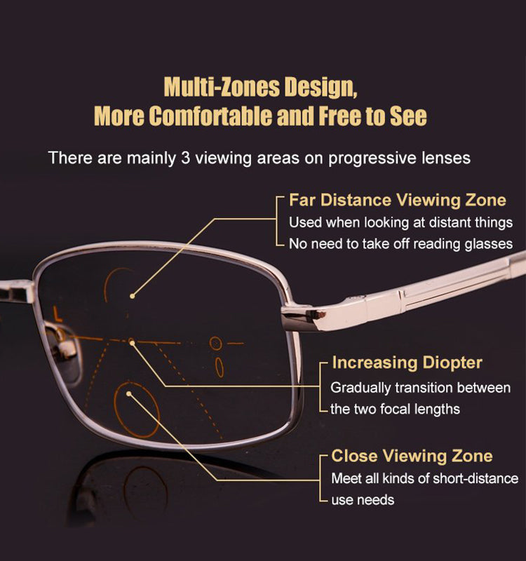 Elderly metal frame resin folding reading glasses